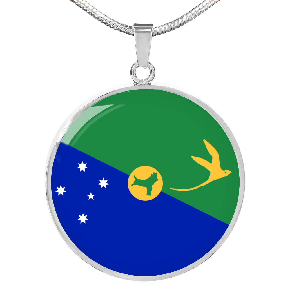 Christmas Island Flag Necklace Circle Pendant Stainless Steel or 18k Gold 18-22"-Express Your Love Gifts
