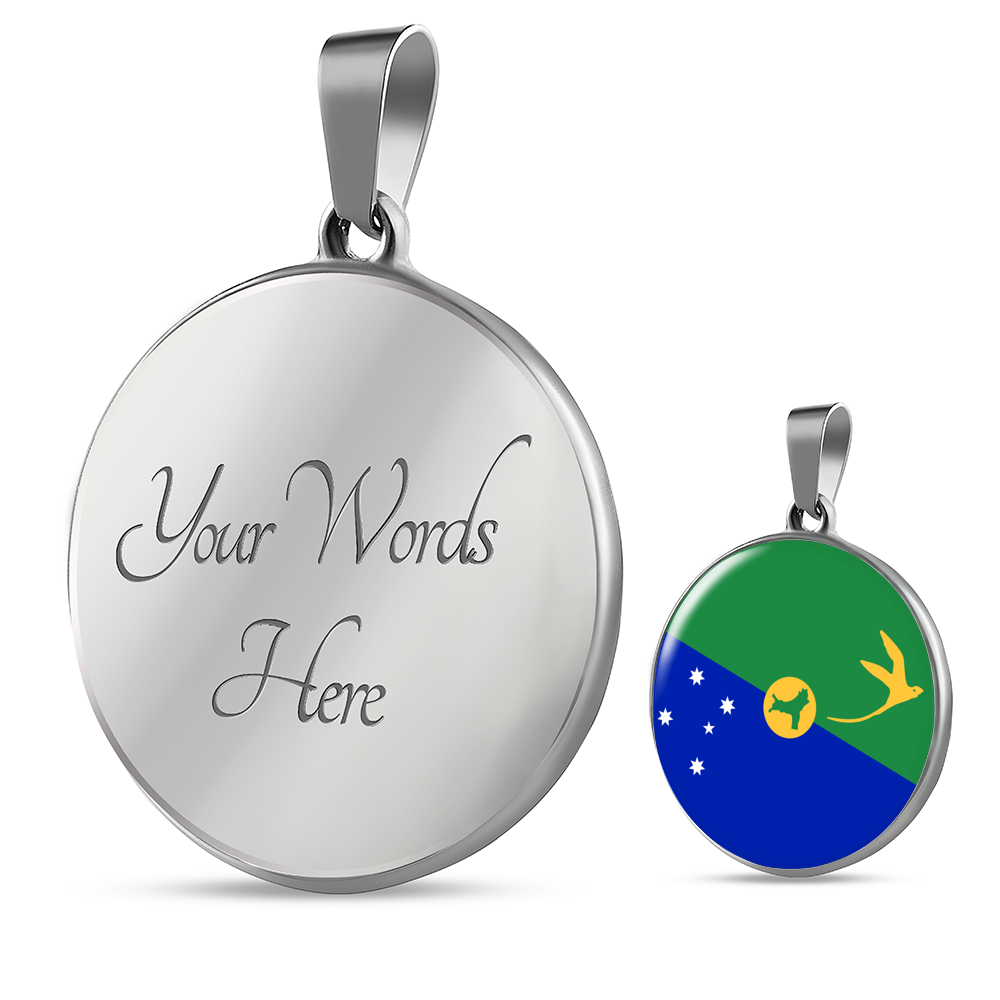 Christmas Island Flag Necklace Circle Pendant Stainless Steel or 18k Gold 18-22"-Express Your Love Gifts