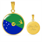 Christmas Island Flag Necklace Circle Pendant Stainless Steel or 18k Gold 18-22"-Express Your Love Gifts