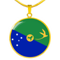 Christmas Island Flag Necklace Circle Pendant Stainless Steel or 18k Gold 18-22"-Express Your Love Gifts