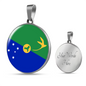 Christmas Island Flag Necklace Circle Pendant Stainless Steel or 18k Gold 18-22"-Express Your Love Gifts