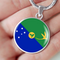 Christmas Island Flag Necklace Circle Pendant Stainless Steel or 18k Gold 18-22"-Express Your Love Gifts