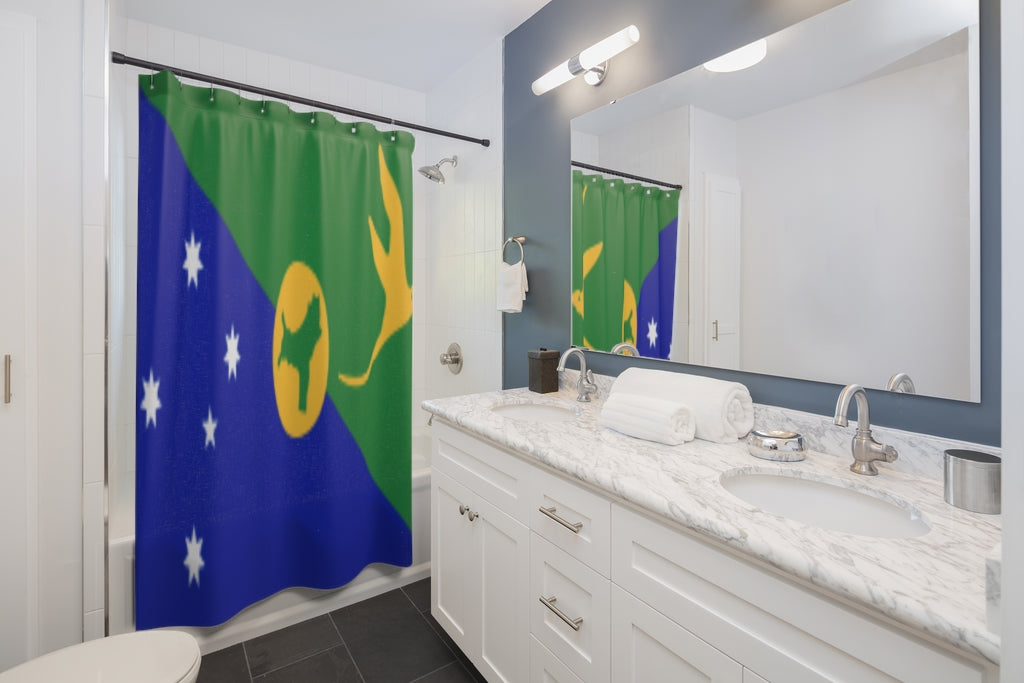 Christmas Island Flag Stylish Design 71" x 74" Elegant Waterproof Shower Curtain for a Spa-like Bathroom Paradise Exceptional Craftsmanship-Express Your Love Gifts