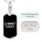 Clarinet Mom Keychain Stainless Steel or 18k Gold Dog Tag Keyring-Express Your Love Gifts