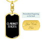 Clarinet Mom Keychain Stainless Steel or 18k Gold Dog Tag Keyring-Express Your Love Gifts
