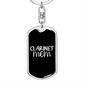 Clarinet Mom Keychain Stainless Steel or 18k Gold Dog Tag Keyring-Express Your Love Gifts