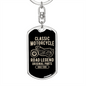 Classic Motorcycle Biker Keychain Stainless Steel or 18k Gold Dog Tag Keyring-Express Your Love Gifts