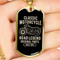 Classic Motorcycle Biker Necklace Stainless Steel or 18k Gold Dog Tag 24"-Express Your Love Gifts
