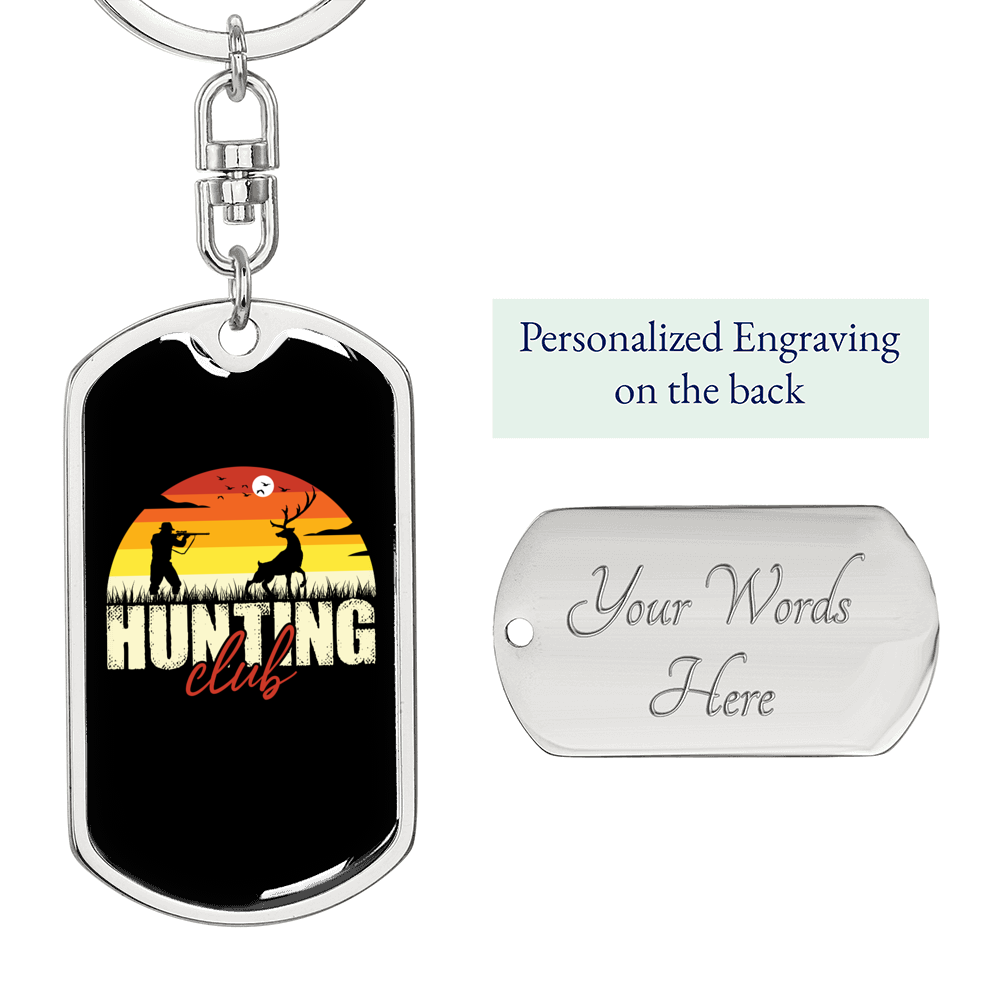 Club Hunter'S Keychain Gift Stainless Steel or 18k Gold Dog Tag Keyring-Express Your Love Gifts