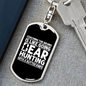 Coaching Bear Hunting White Keychain Stainless Steel or 18k Gold Dog Tag Keyring-Express Your Love Gifts