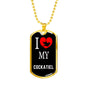 Cockatiel Necklace Stainless Steel or 18k Gold Dog Tag 24" Chain-Express Your Love Gifts
