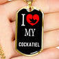 Cockatiel Necklace Stainless Steel or 18k Gold Dog Tag 24" Chain-Express Your Love Gifts