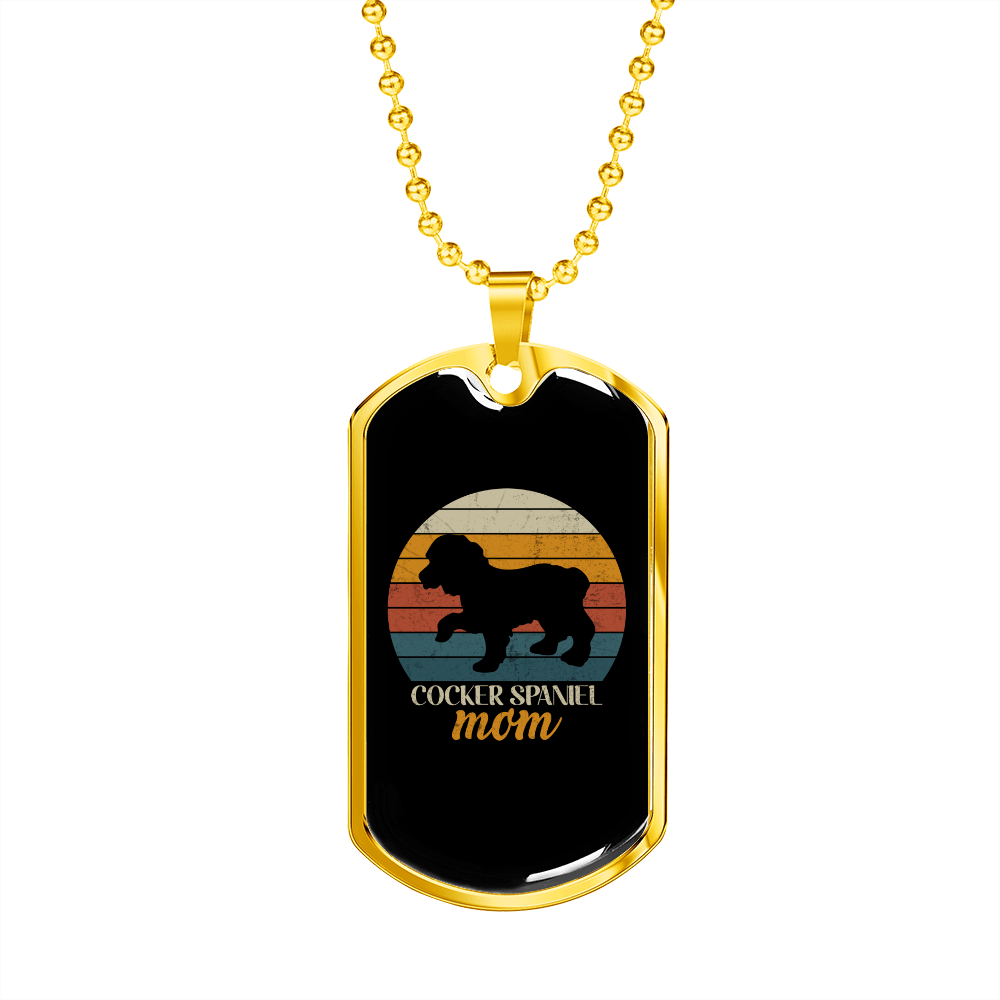 Cocker Spaniel Mom Necklace Stainless Steel or 18k Gold Dog Tag 24" Chain-Express Your Love Gifts