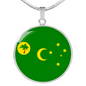 Cocos Island Flag Necklace Circle Pendant Stainless Steel or 18k Gold 18-22"-Express Your Love Gifts