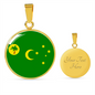 Cocos Island Flag Necklace Circle Pendant Stainless Steel or 18k Gold 18-22"-Express Your Love Gifts