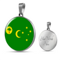 Cocos Island Flag Necklace Circle Pendant Stainless Steel or 18k Gold 18-22"-Express Your Love Gifts