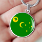 Cocos Island Flag Necklace Circle Pendant Stainless Steel or 18k Gold 18-22"-Express Your Love Gifts