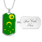 Cocos Island Flag Necklace Stainless Steel or 18k Gold Dog Tag 24" Chain-Express Your Love Gifts