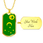 Cocos Island Flag Necklace Stainless Steel or 18k Gold Dog Tag 24" Chain-Express Your Love Gifts