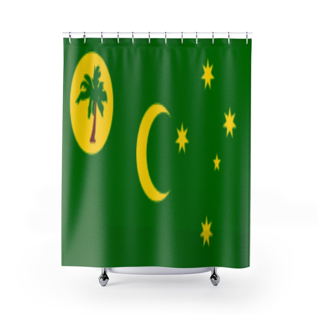 Cocos Islands Flag Stylish Design 71" x 74" Elegant Waterproof Shower Curtain for a Spa-like Bathroom Paradise Exceptional Craftsmanship-Express Your Love Gifts