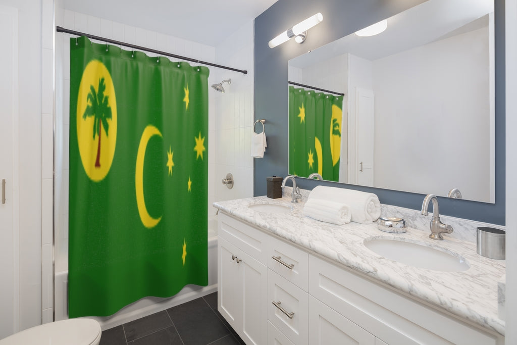 Cocos Islands Flag Stylish Design 71" x 74" Elegant Waterproof Shower Curtain for a Spa-like Bathroom Paradise Exceptional Craftsmanship-Express Your Love Gifts
