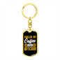 Coffee and Bitcoin Crypto Keychain Stainless Steel or 18k Gold Dog Tag Keyring-Express Your Love Gifts