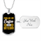 Coffee and Bitcoin Crypto Necklace Stainless Steel or 18k Gold Dog Tag 24" Chain-Express Your Love Gifts