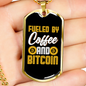 Coffee and Bitcoin Crypto Necklace Stainless Steel or 18k Gold Dog Tag 24" Chain-Express Your Love Gifts