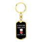 Coffee And Cat Keychain Stainless Steel or 18k Gold Dog Tag Keyring-Express Your Love Gifts