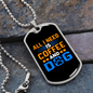 Coffee and Dog Necklace Stainless Steel or 18k Gold Dog Tag 24" Chain-Express Your Love Gifts