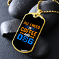 Coffee and Dog Necklace Stainless Steel or 18k Gold Dog Tag 24" Chain-Express Your Love Gifts