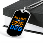 Coffee and Dog Necklace Stainless Steel or 18k Gold Dog Tag 24" Chain-Express Your Love Gifts