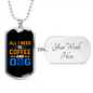 Coffee and Dog Necklace Stainless Steel or 18k Gold Dog Tag 24" Chain-Express Your Love Gifts