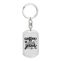 Coffee And Jesus Keychain Stainless Steel or 18k Gold Dog Tag Keyring-Express Your Love Gifts