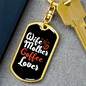 Coffee Lover Mom Keychain Stainless Steel or 18k Gold Dog Tag Keyring-Express Your Love Gifts