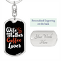 Coffee Lover Mom Keychain Stainless Steel or 18k Gold Dog Tag Keyring-Express Your Love Gifts