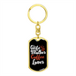 Coffee Lover Mom Keychain Stainless Steel or 18k Gold Dog Tag Keyring-Express Your Love Gifts