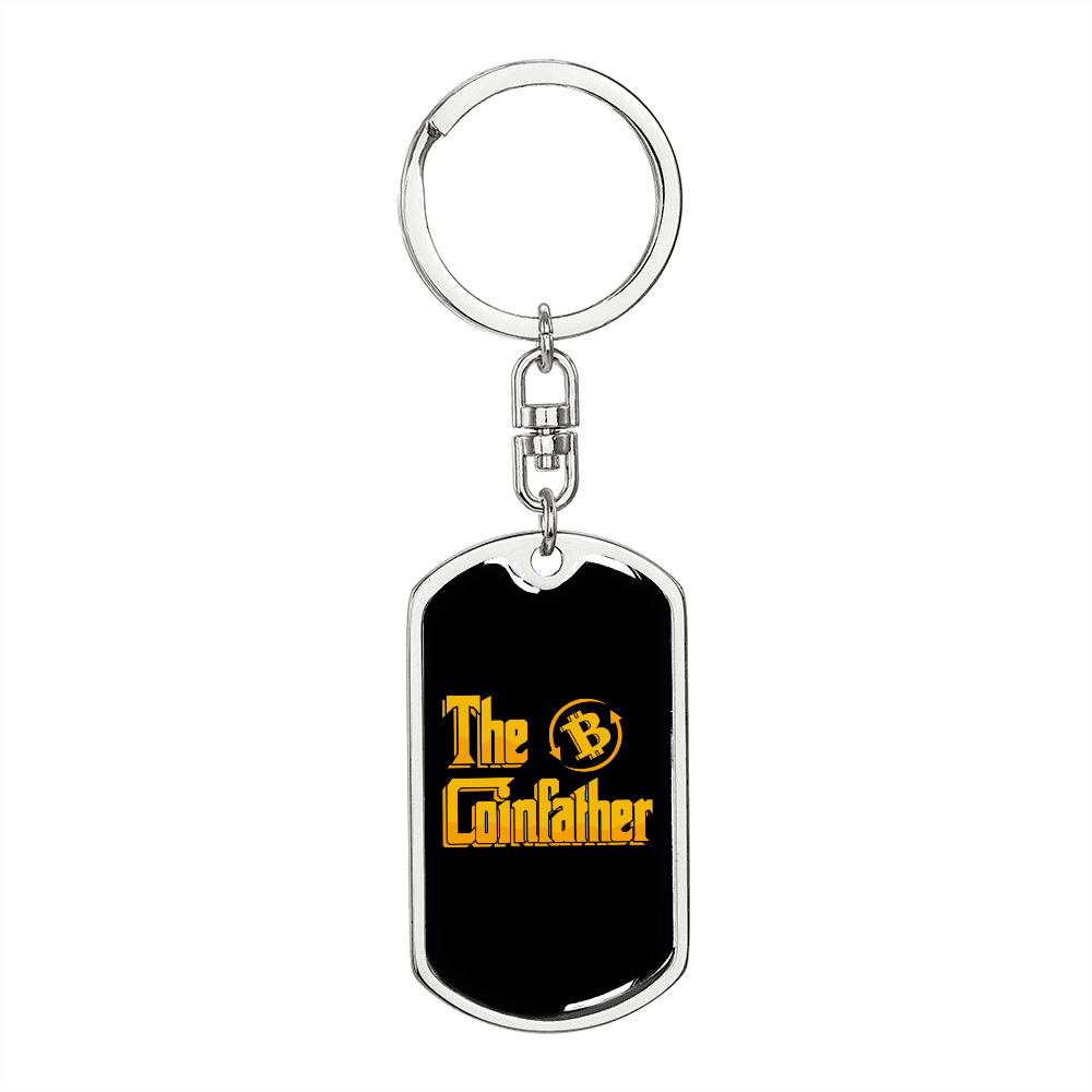 Coinfather Crypto Keychain Stainless Steel or 18k Gold Dog Tag Keyring-Express Your Love Gifts