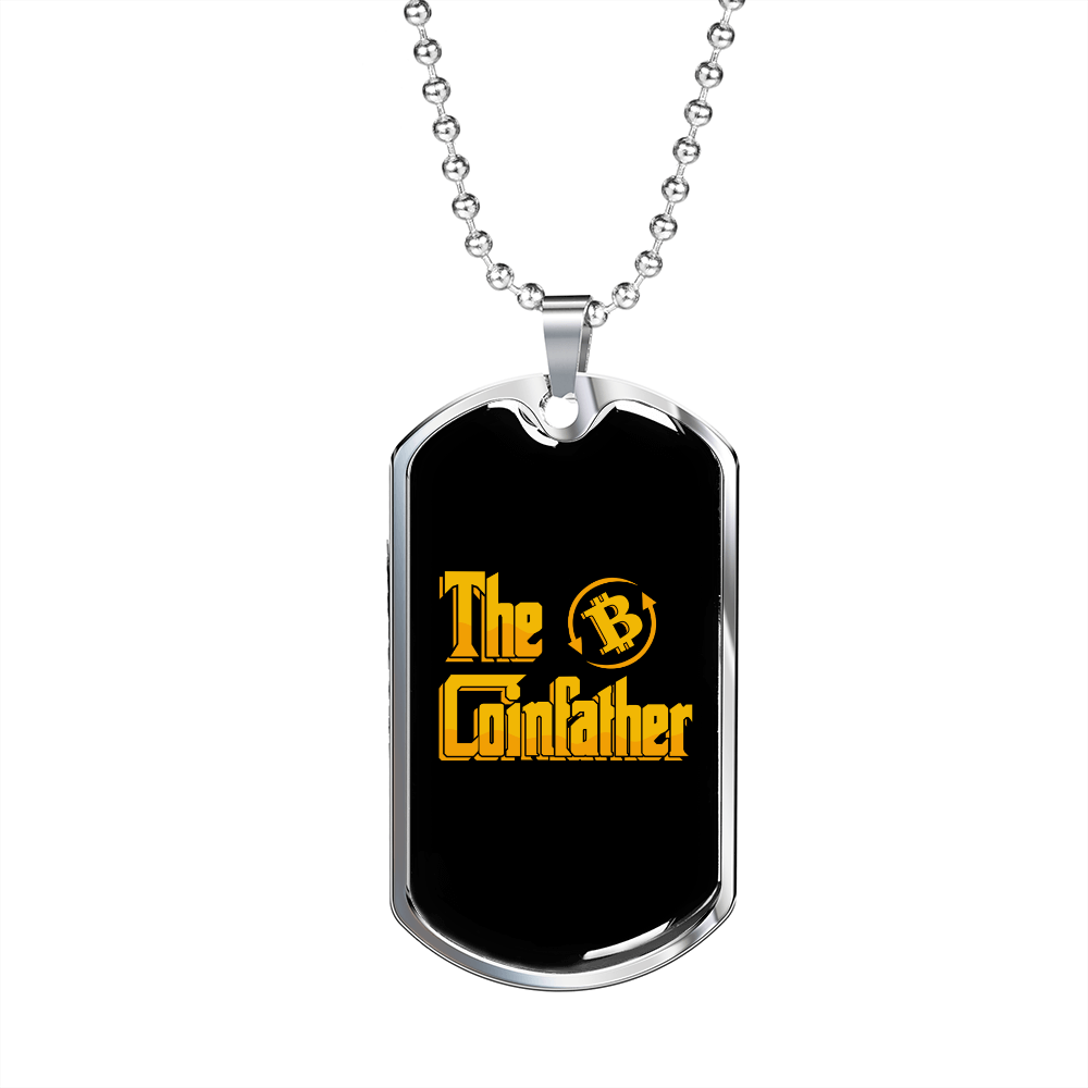 Coinfather Crypto Necklace Stainless Steel or 18k Gold Dog Tag 24" Chain-Express Your Love Gifts