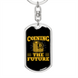 Coining The Future Bitcoins Crypto Keychain Stainless Steel or 18k Gold Dog Tag Keyring-Express Your Love Gifts