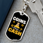 Coins Over Cash Crypto Keychain Stainless Steel or 18k Gold Dog Tag Keyring-Express Your Love Gifts