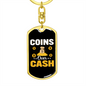 Coins Over Cash Crypto Keychain Stainless Steel or 18k Gold Dog Tag Keyring-Express Your Love Gifts