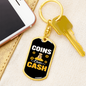 Coins Over Cash Crypto Keychain Stainless Steel or 18k Gold Dog Tag Keyring-Express Your Love Gifts