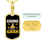 Coins Over Cash Crypto Keychain Stainless Steel or 18k Gold Dog Tag Keyring-Express Your Love Gifts