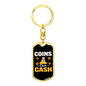 Coins Over Cash Crypto Keychain Stainless Steel or 18k Gold Dog Tag Keyring-Express Your Love Gifts