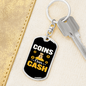 Coins Over Cash Crypto Keychain Stainless Steel or 18k Gold Dog Tag Keyring-Express Your Love Gifts