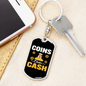 Coins Over Cash Crypto Keychain Stainless Steel or 18k Gold Dog Tag Keyring-Express Your Love Gifts