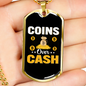 Coins Over Cash Crypto Necklace Stainless Steel or 18k Gold Dog Tag 24" Chain-Express Your Love Gifts