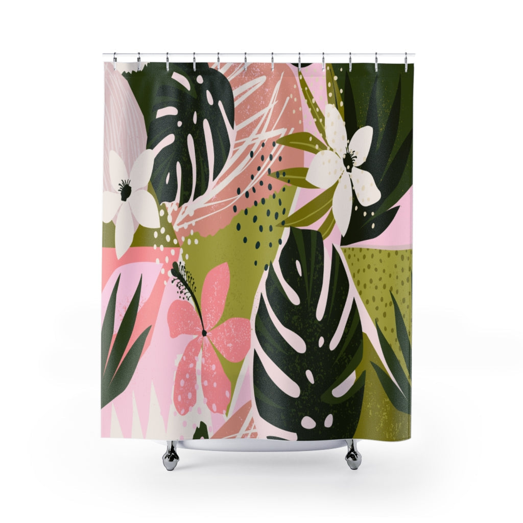 Collage Contemporary floral Stylish Design 71" x 74" Elegant Waterproof Shower Curtain for a Spa-like Bathroom Paradise Exceptional Craftsmanship-Express Your Love Gifts