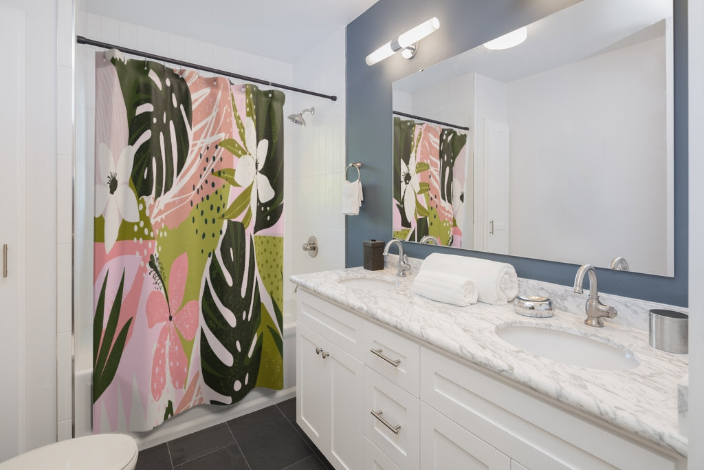 Collage Contemporary floral Stylish Design 71" x 74" Elegant Waterproof Shower Curtain for a Spa-like Bathroom Paradise Exceptional Craftsmanship-Express Your Love Gifts